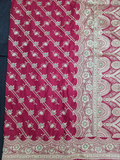 MAROON ZARDOZI ZARKAN BANARASI SAREE