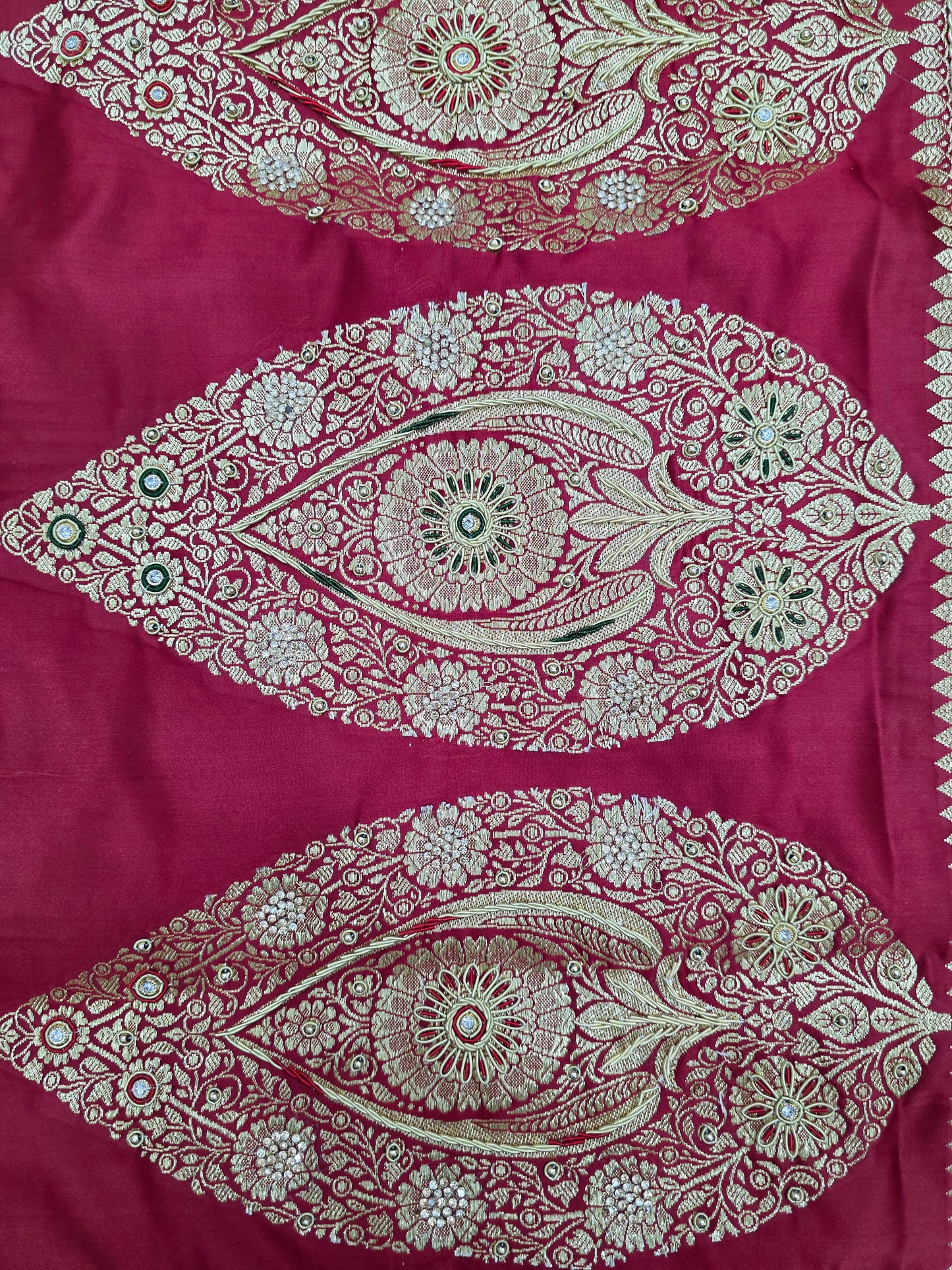 Maroon Zardozi Zarkan Banarasi Katan Saree