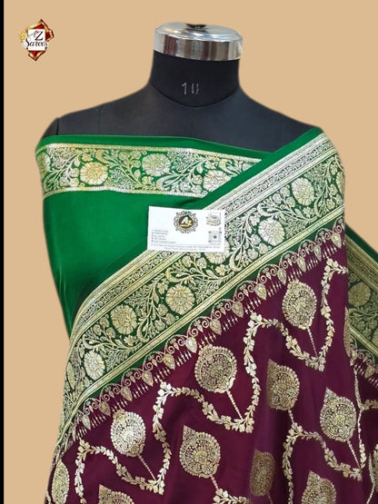 Wine Banarasi Katan Saree