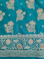 Teal Bule Zarkan Swarovski Banarasi Saree