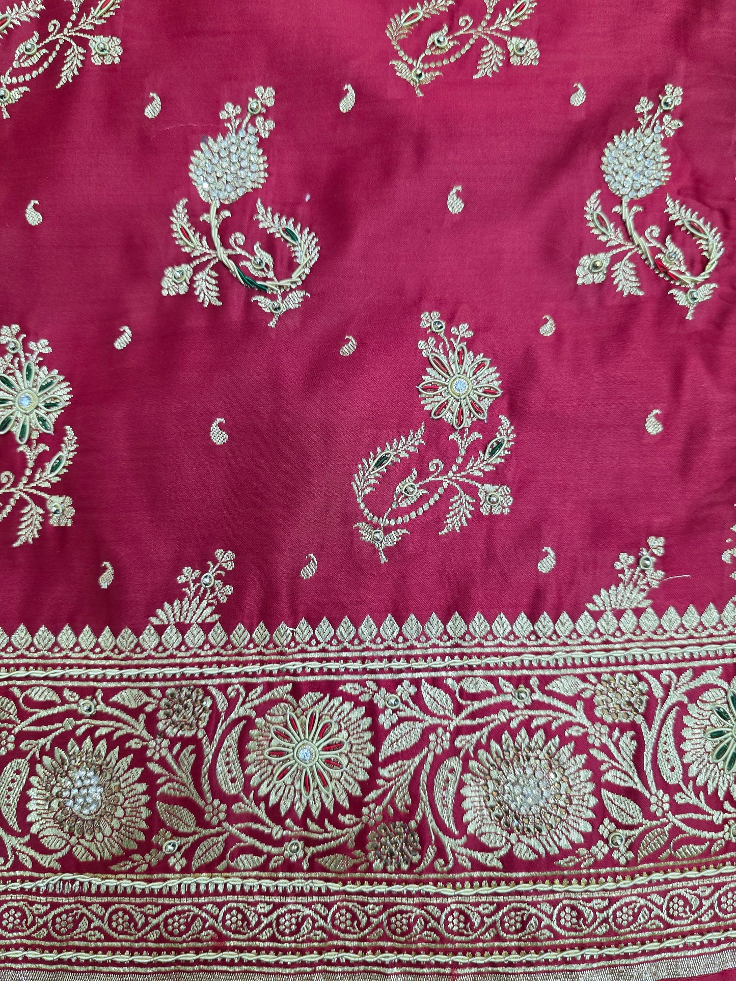 Maroon Zardozi Zarkan Banarasi Katan Saree