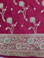 MAROON Zardozi Moti Banarasi Saree