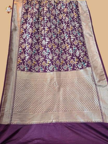Purple Banarasi Mashru Saree