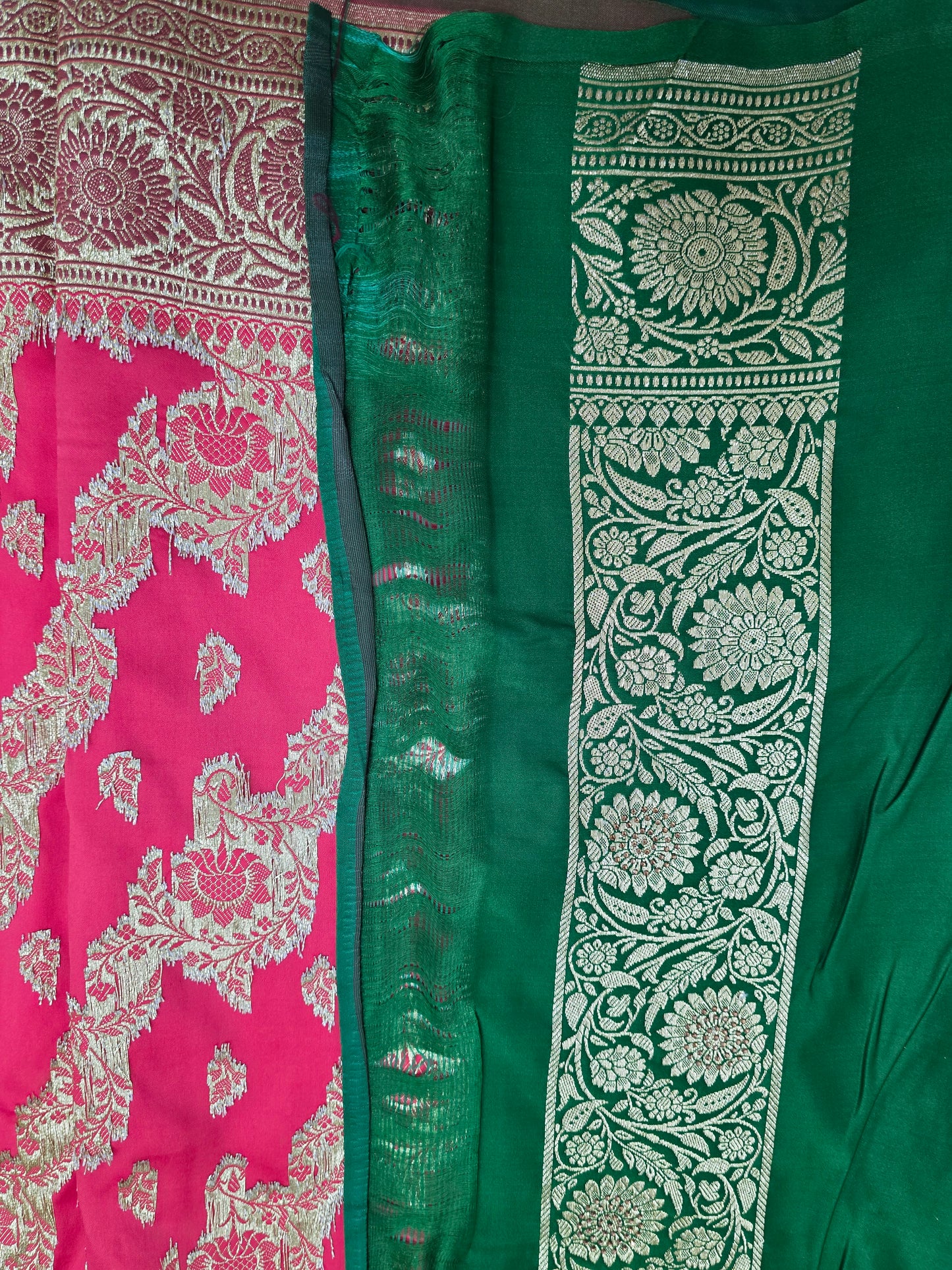 Red Swarovski Banarasi katan silk Saree