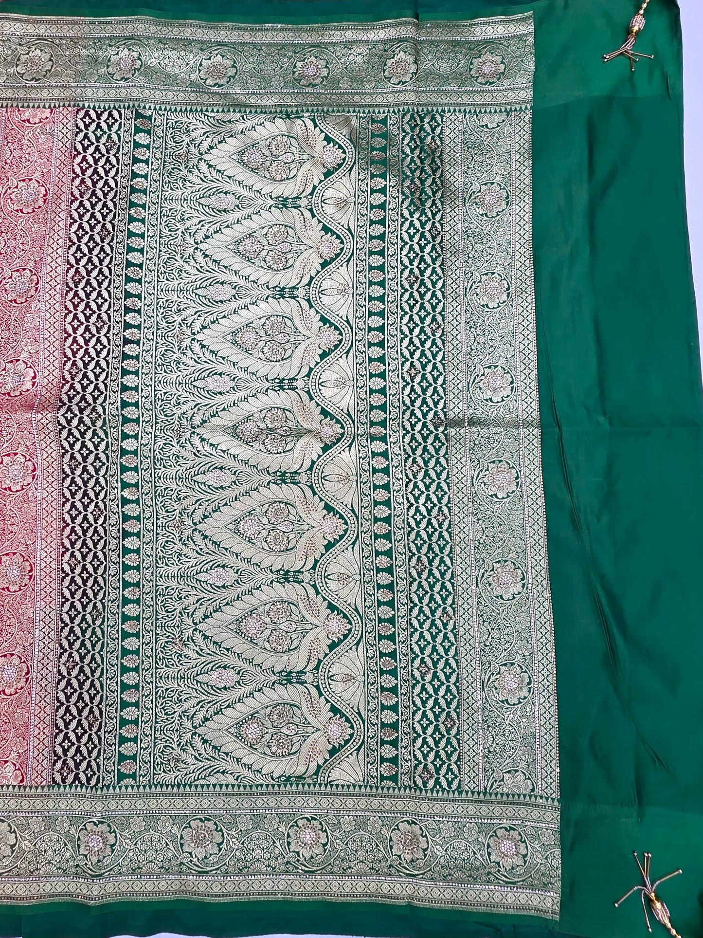 Red Zarkan Swarovski Banarasi Saree