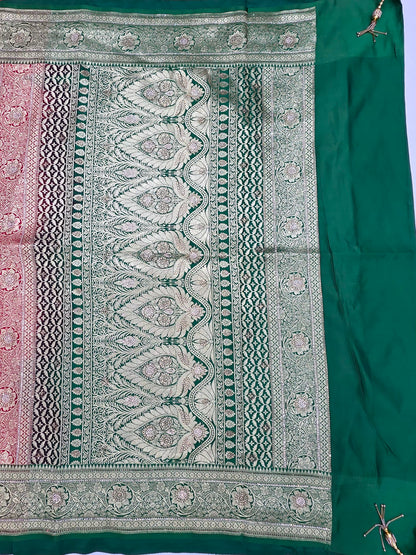 Red Zarkan Swarovski Banarasi Saree