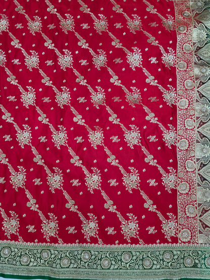 Red Zarkan Moti Banarasi Saree