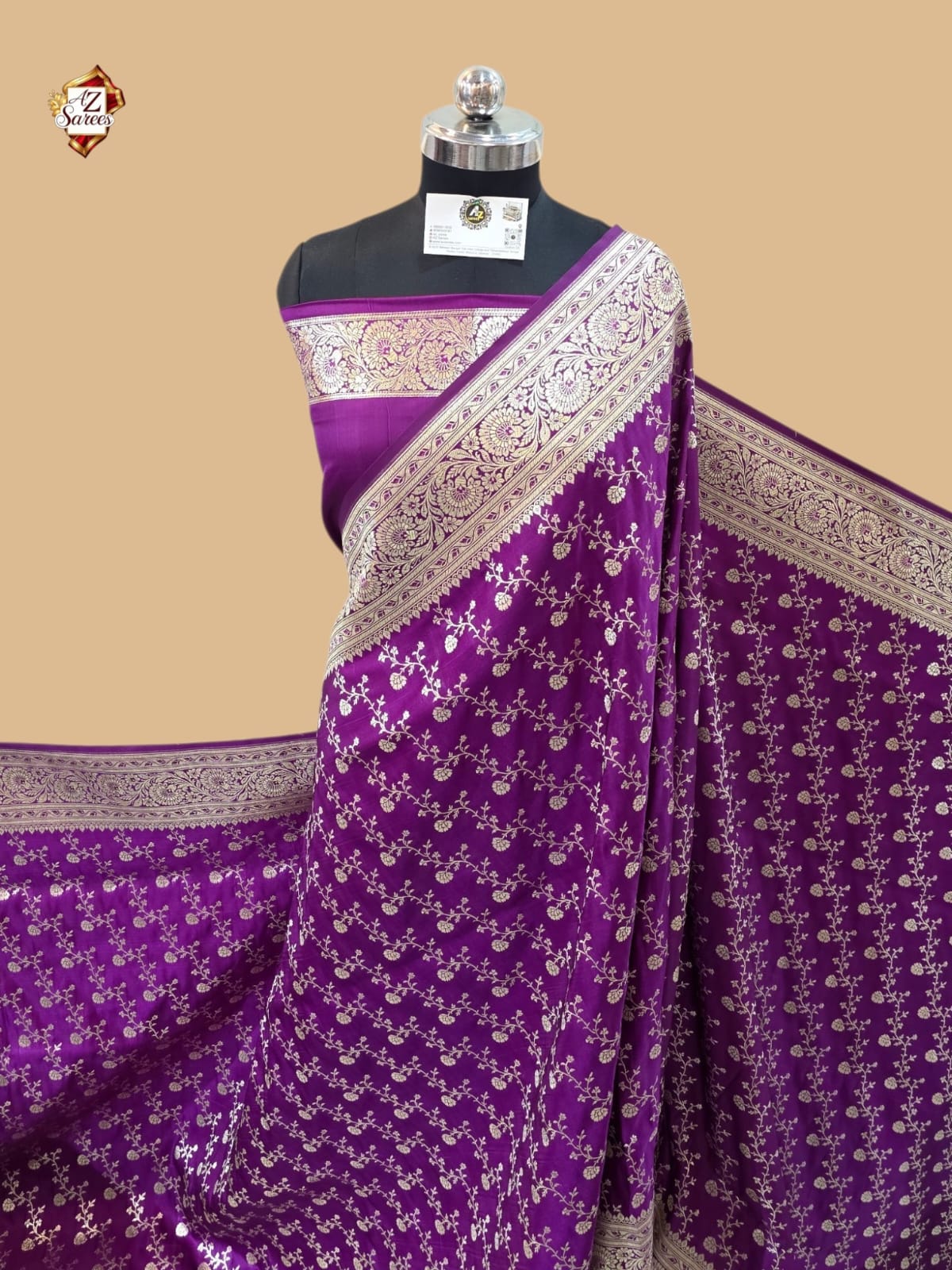 Purple katan Banarasi silk