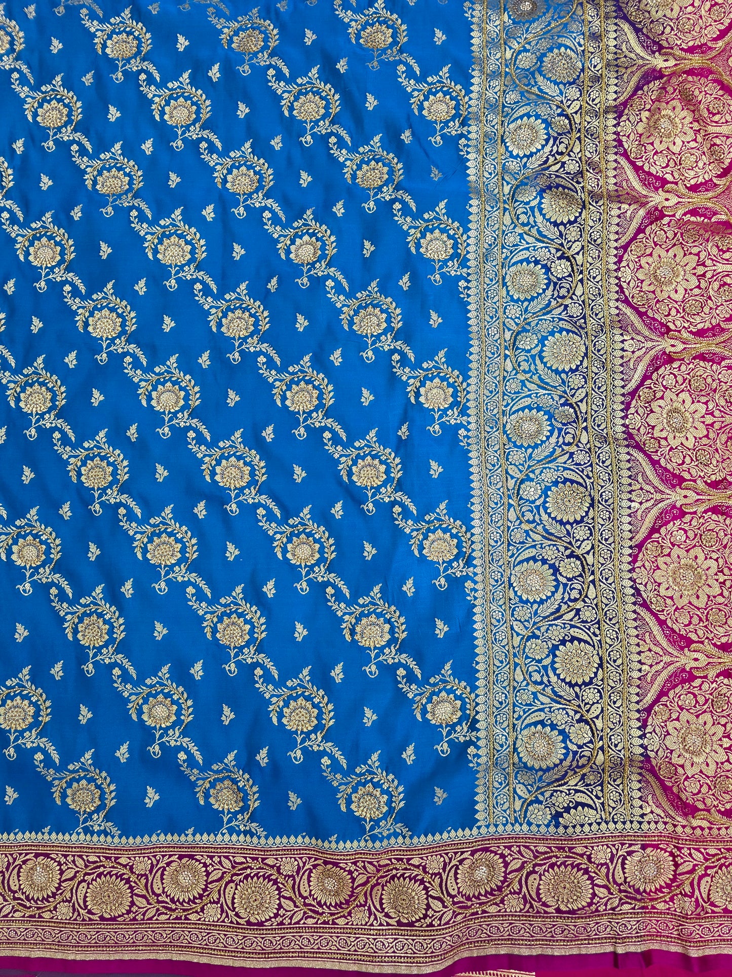 Blue Zarkan Moti Banarasi Silk Saree
