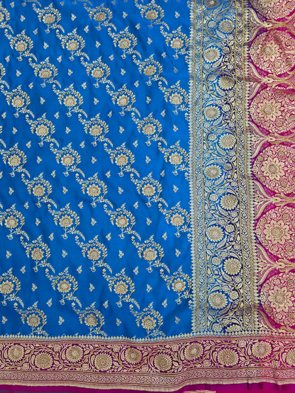 Blue Zarkan Moti Banarasi Silk Saree