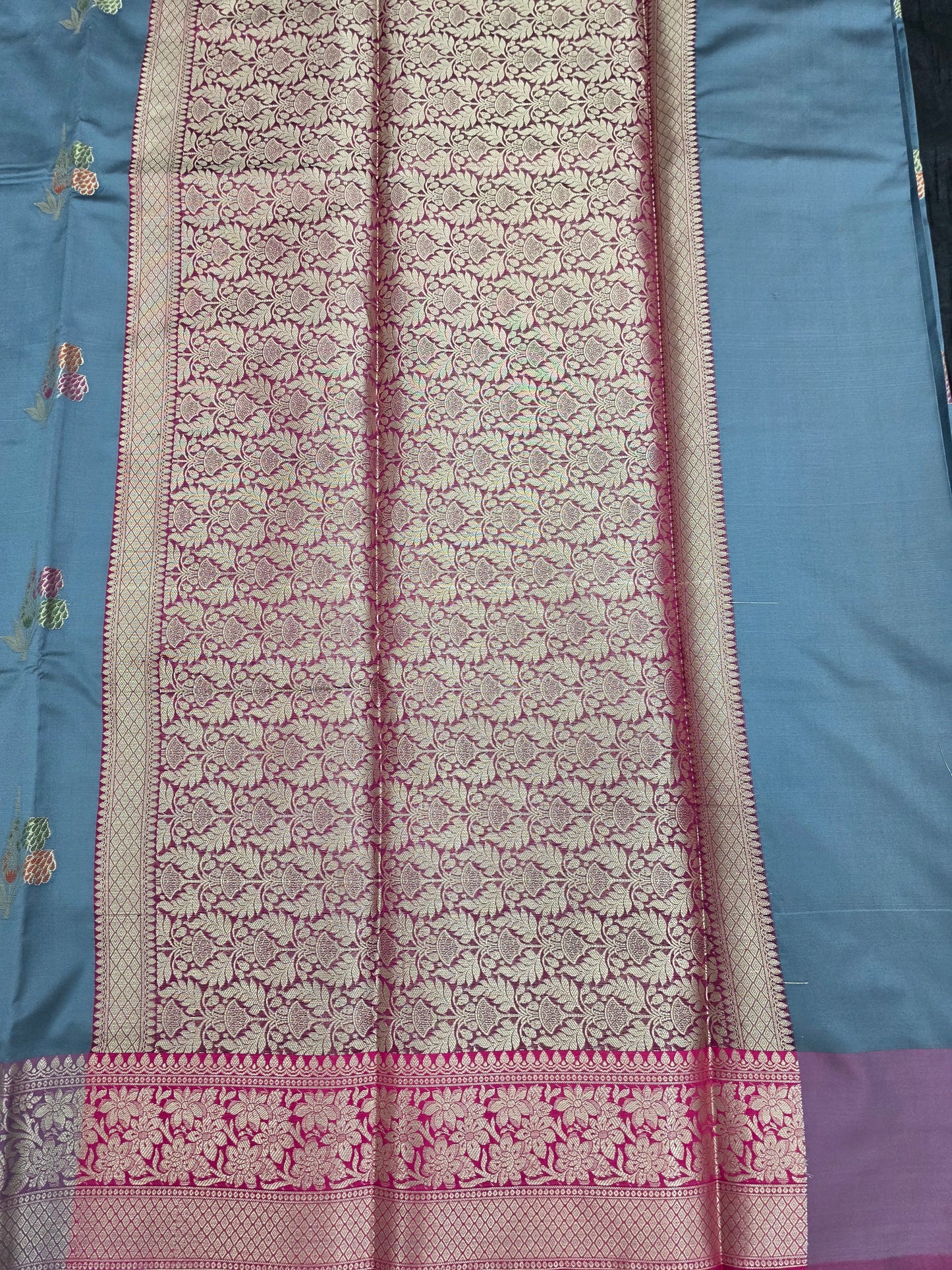 Grey Banarasi Katan Saree