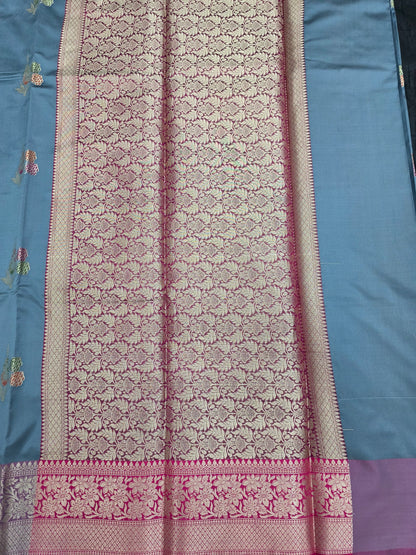 Grey Banarasi Katan Saree