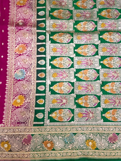 Rani Zarkan Swarovski Banarasi Katan Saree
