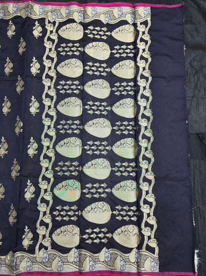 Black Banarasi Katan Saree