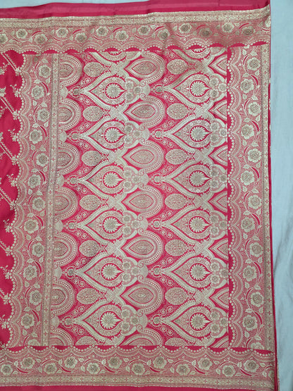 Pink Zarkan Swarovski Banarasi silk Saree