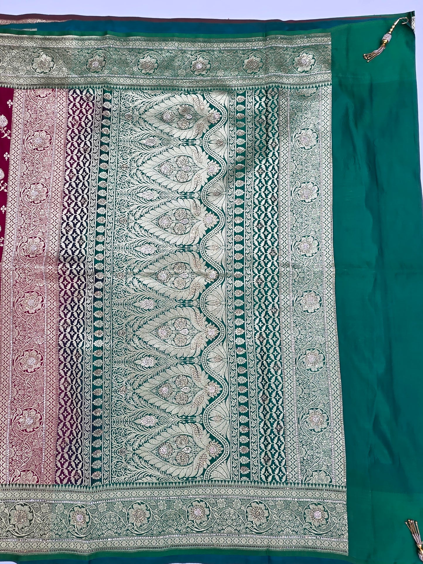 Maroon Zarkan Swarovski Banarasi Saree