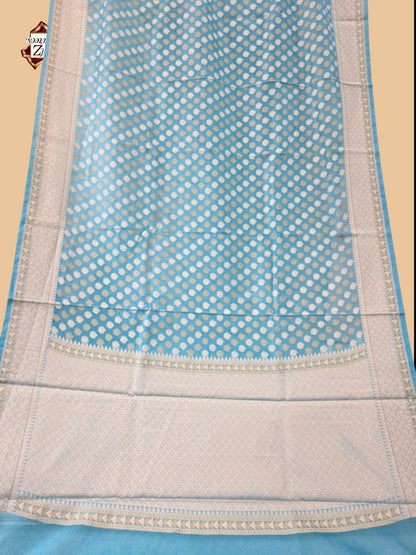 Blue Banarasi silk saree