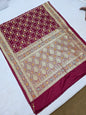 Maroon Zarkan swarovski Banarasi Katan Saree