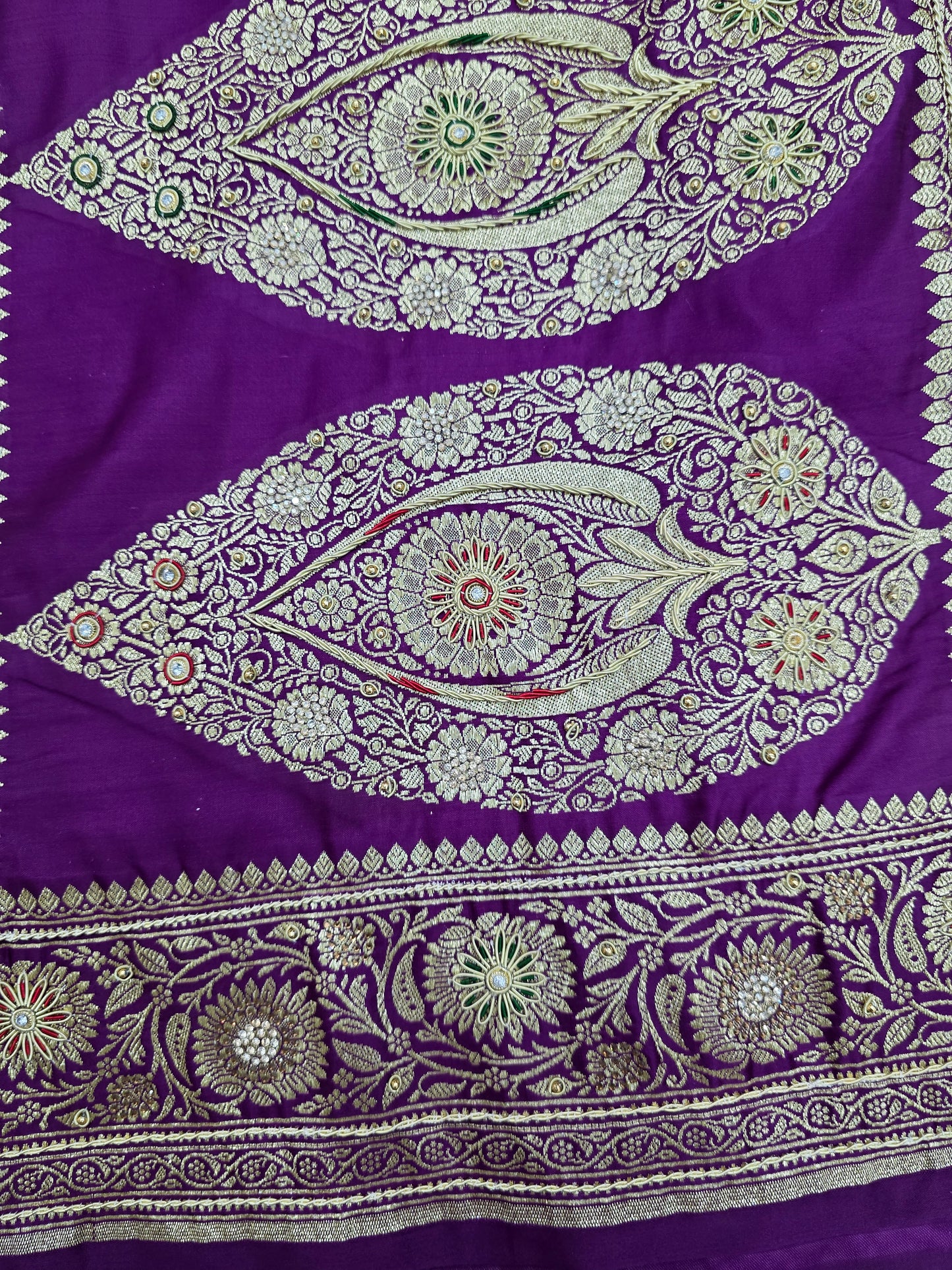 Purple Zardozi Zarkan Banarasi Katan Saree