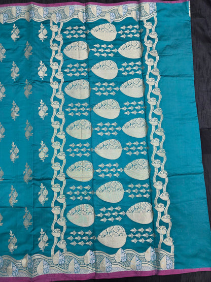 Rama Green Banarasi Katan Saree