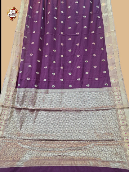 Wine Banarasi Silk saree