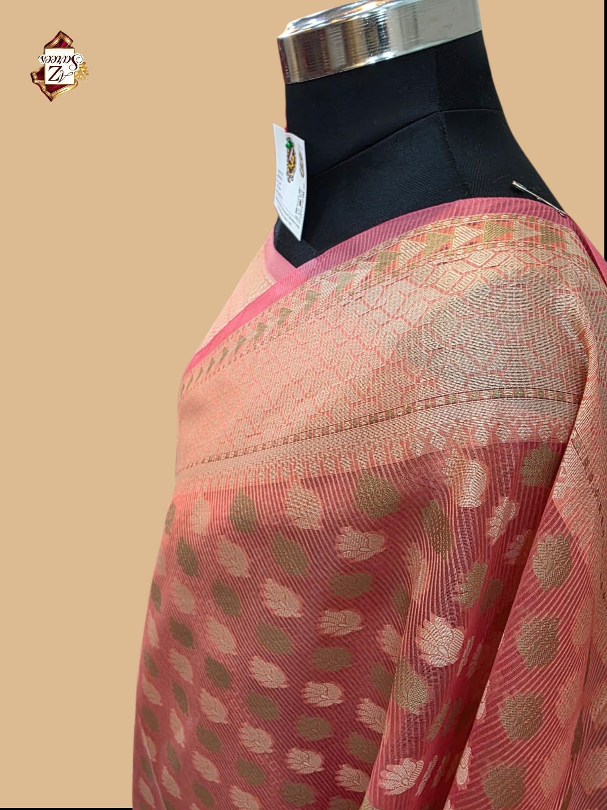 Peach Banarasi Silk Saree
