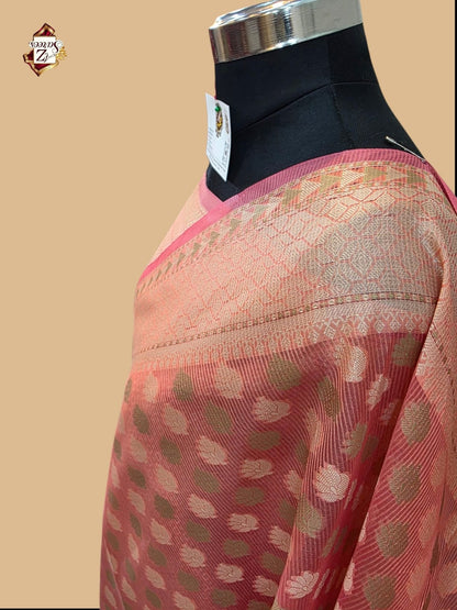 Peach Banarasi Silk Saree