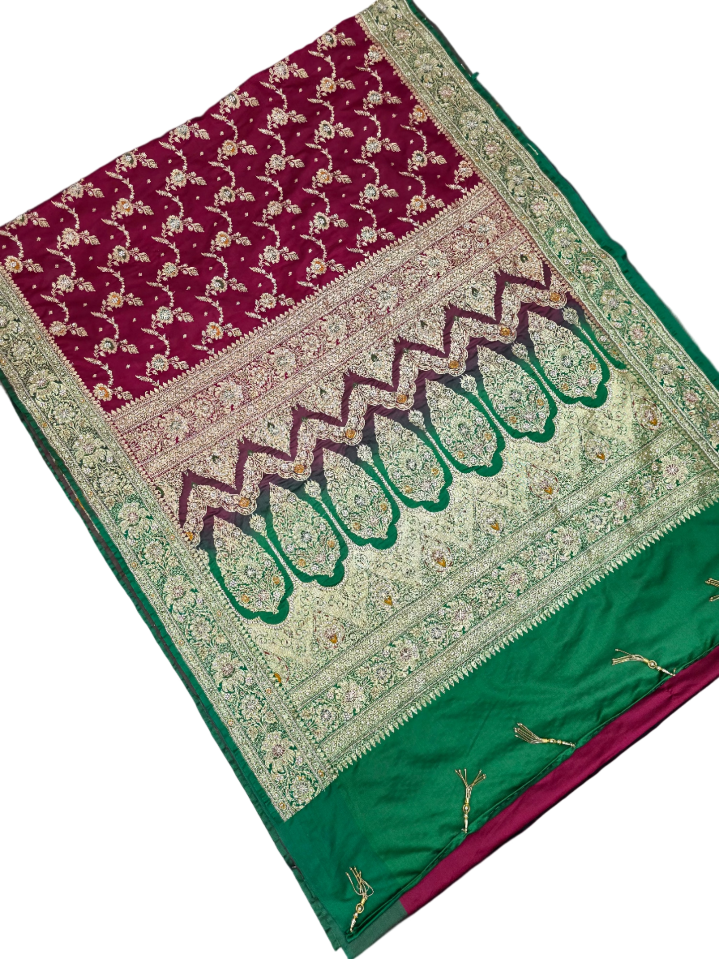 Maroon Zardozi Zarkan Banarasi Katan Saree