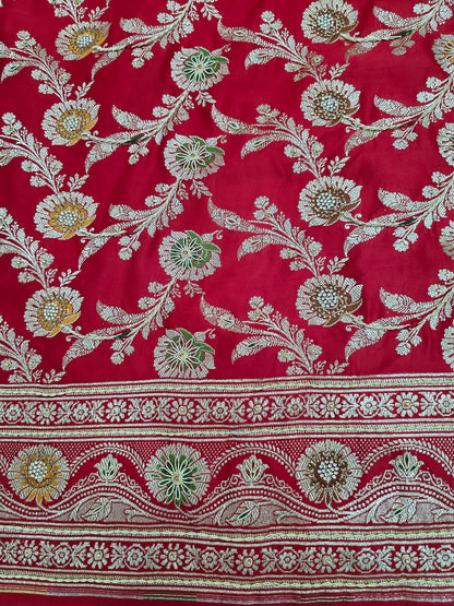 Red Zardozi Zarkan Banarasi Saree
