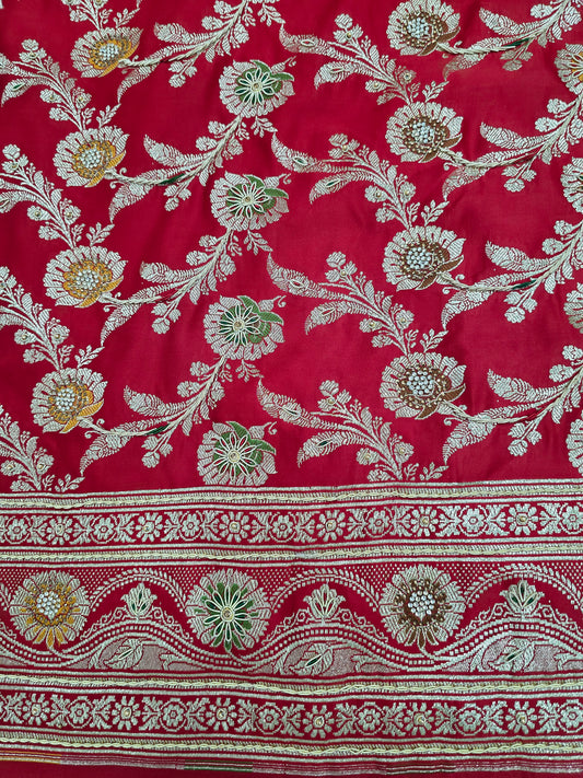 Red Zardozi Zarkan Banarasi Saree