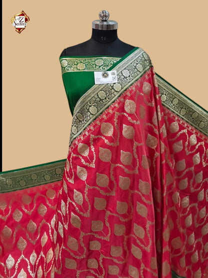 Strawberry Banarasi Katan saree