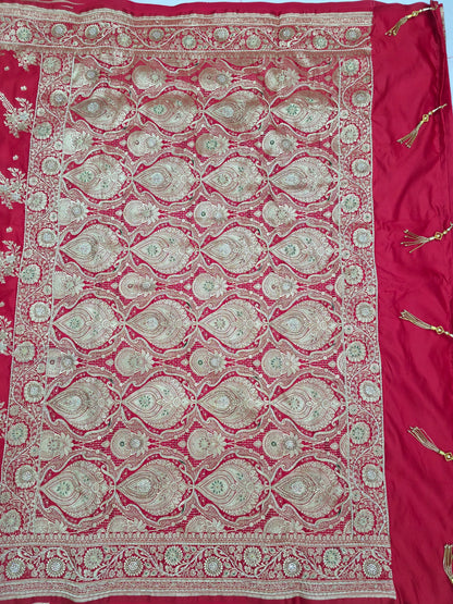 Red Zardozi Zarkan Banarasi Saree