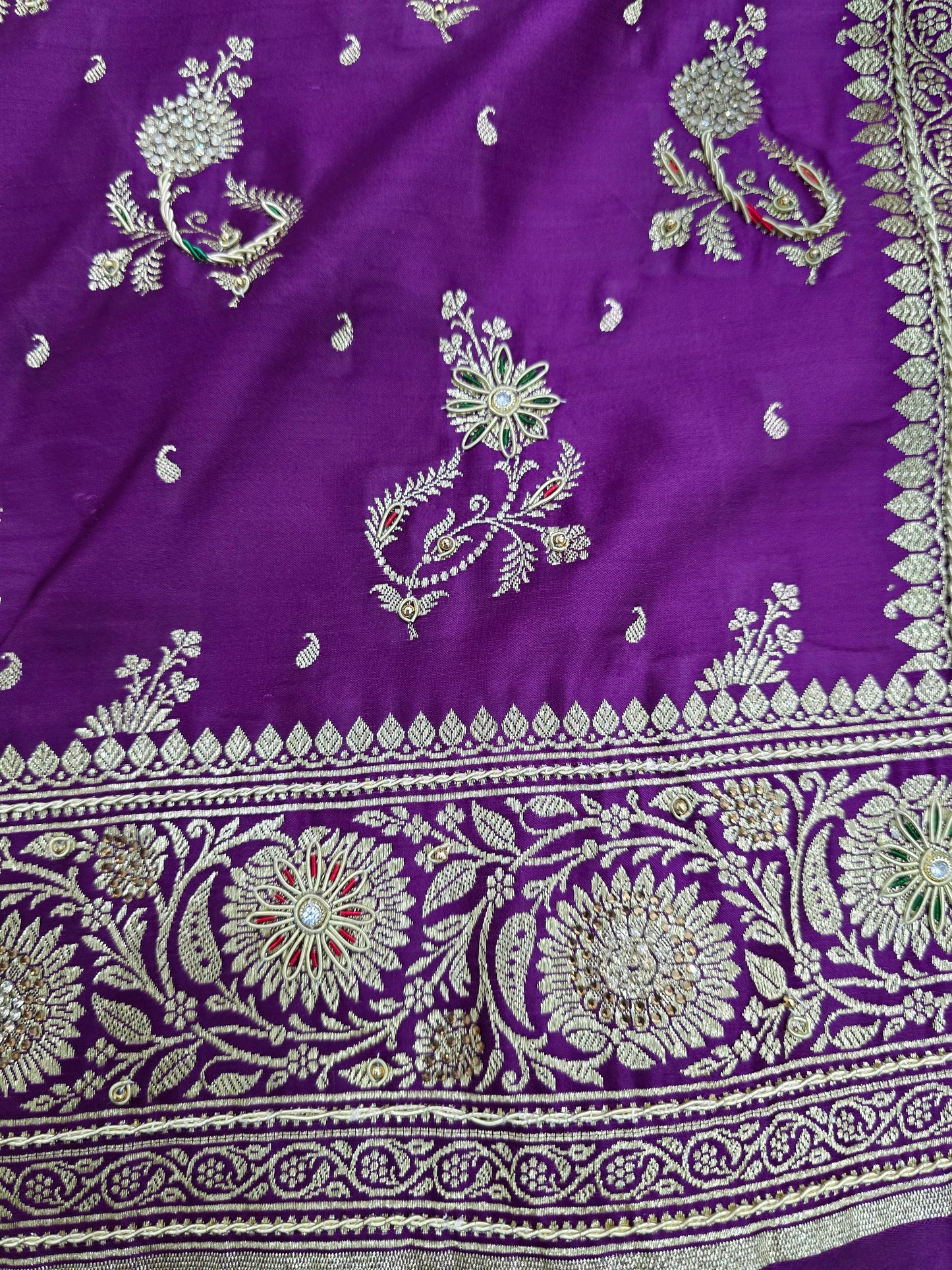 Purple Zardozi Zarkan Banarasi Katan Saree