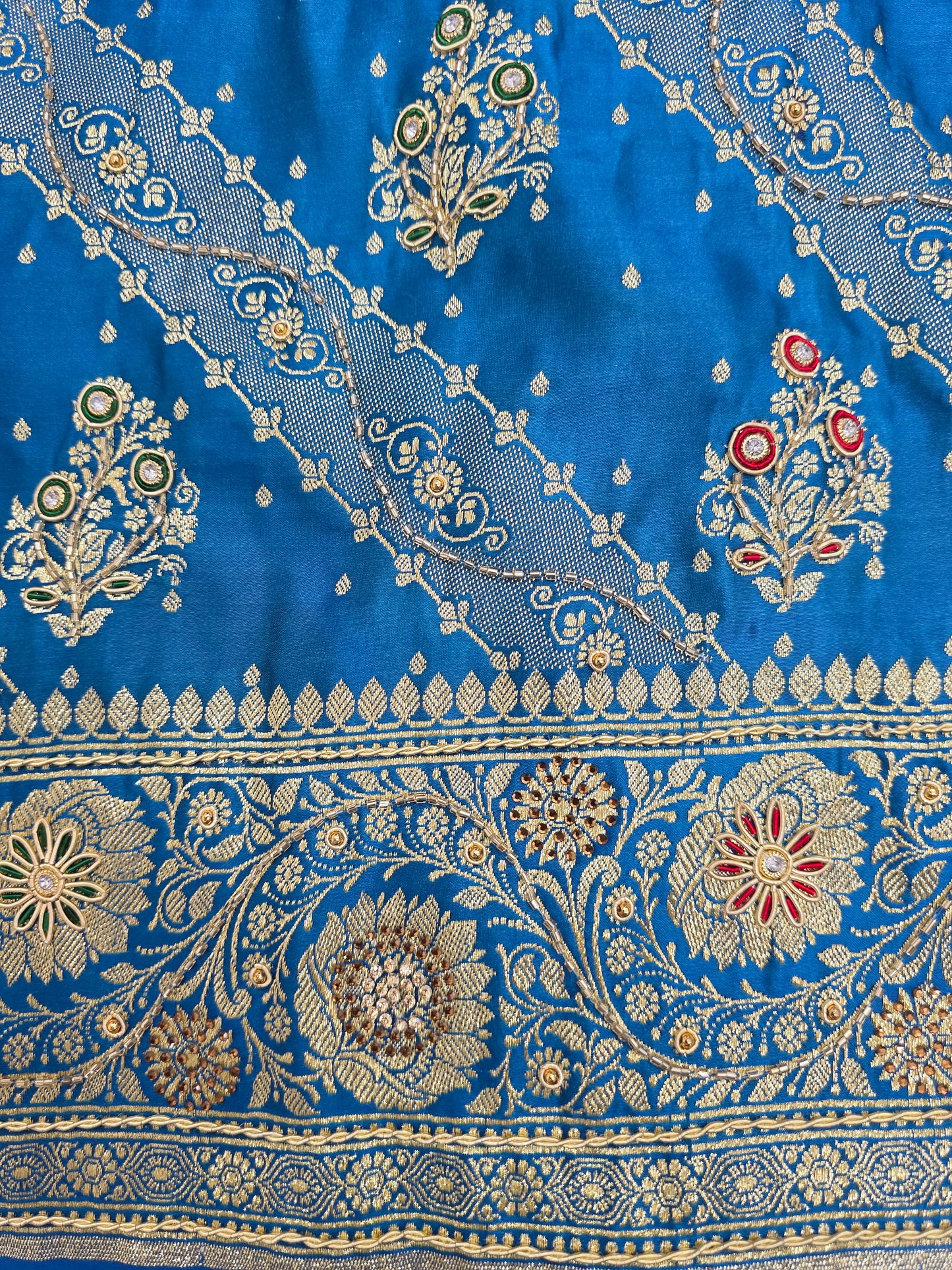 Blue Zardozi Zarkan Banarasi Katan Saree