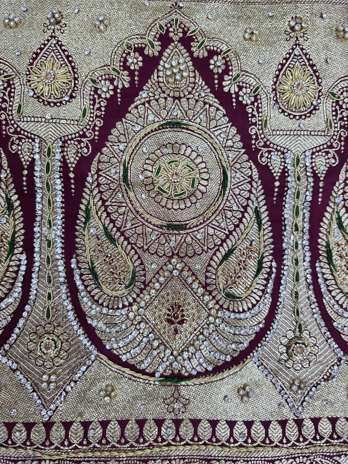 Wine Zardozi Zarkan Banarasi Katan Saree