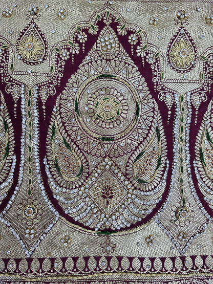 Wine Zardozi Zarkan Banarasi Katan Saree