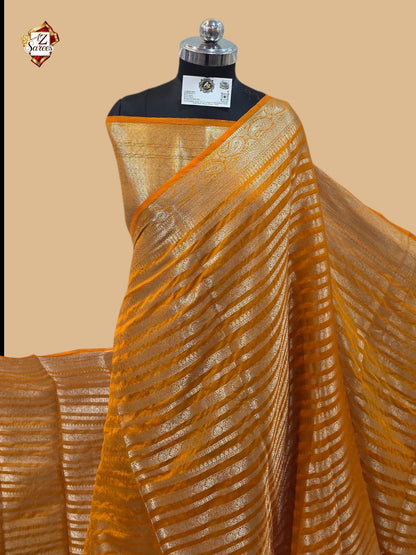 Mustard Banarasi silk saree