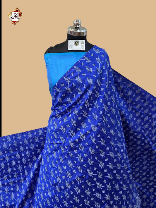 Blue Banarasi Printed Saree