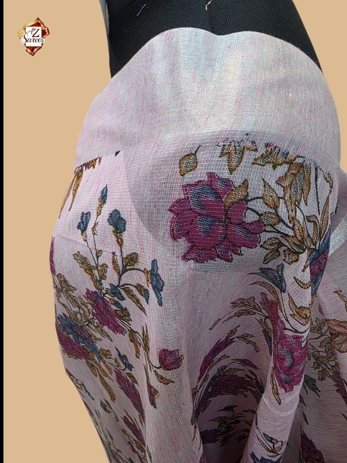 Pink Banarasi Printed Saree
