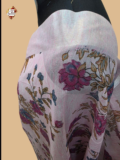 Pink Banarasi Printed Saree