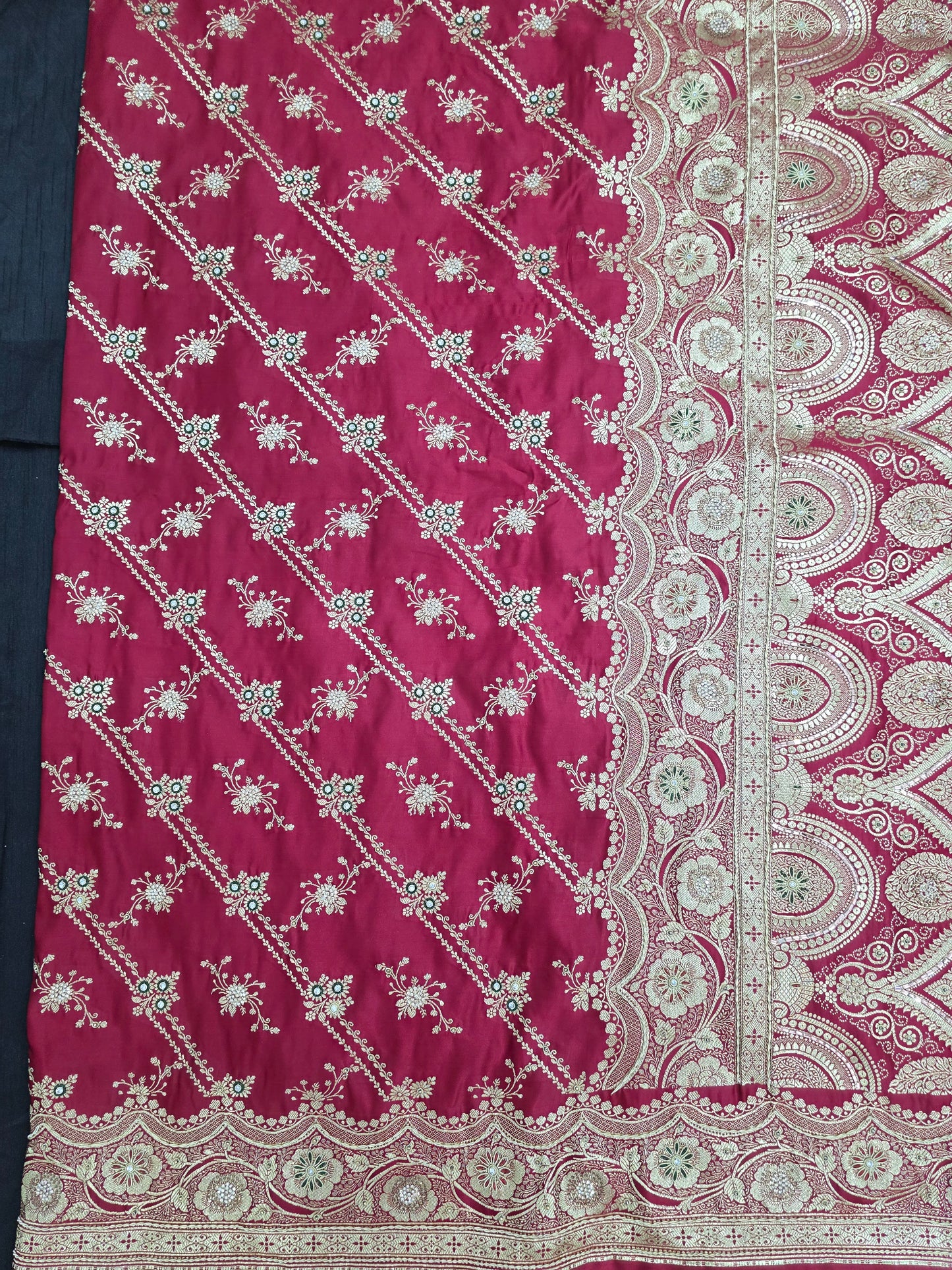 Maroon Zardozi Zarkan Banarasi Katan Saree
