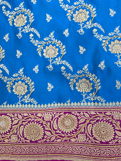 Blue Zarkan Moti Banarasi Silk Saree