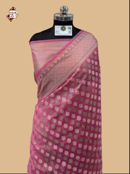 Pink Banarasi silk saree