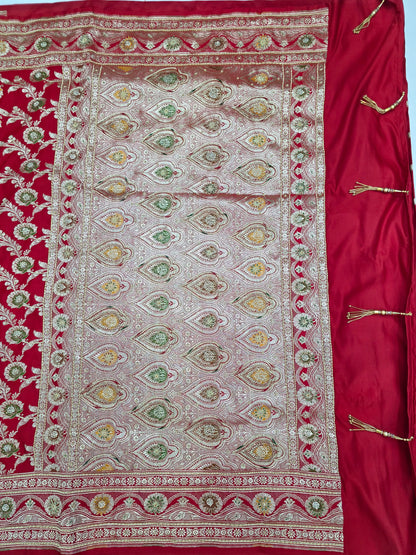 Red Zardozi Zarkan Banarasi Saree