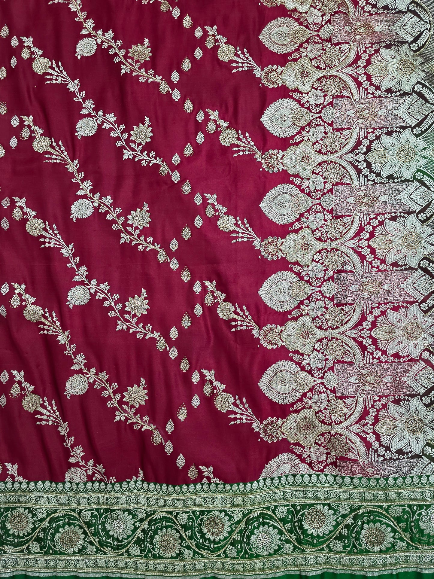 Maroon Zarkan Moti Banarasi Silk Saree