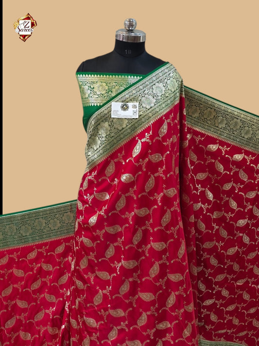 Red Banarasi Katan Silk Saree