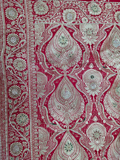 Red Zardozi Zarkan Banarasi Saree