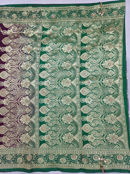 Purple Zardozi Cutdana Banarasi Saree