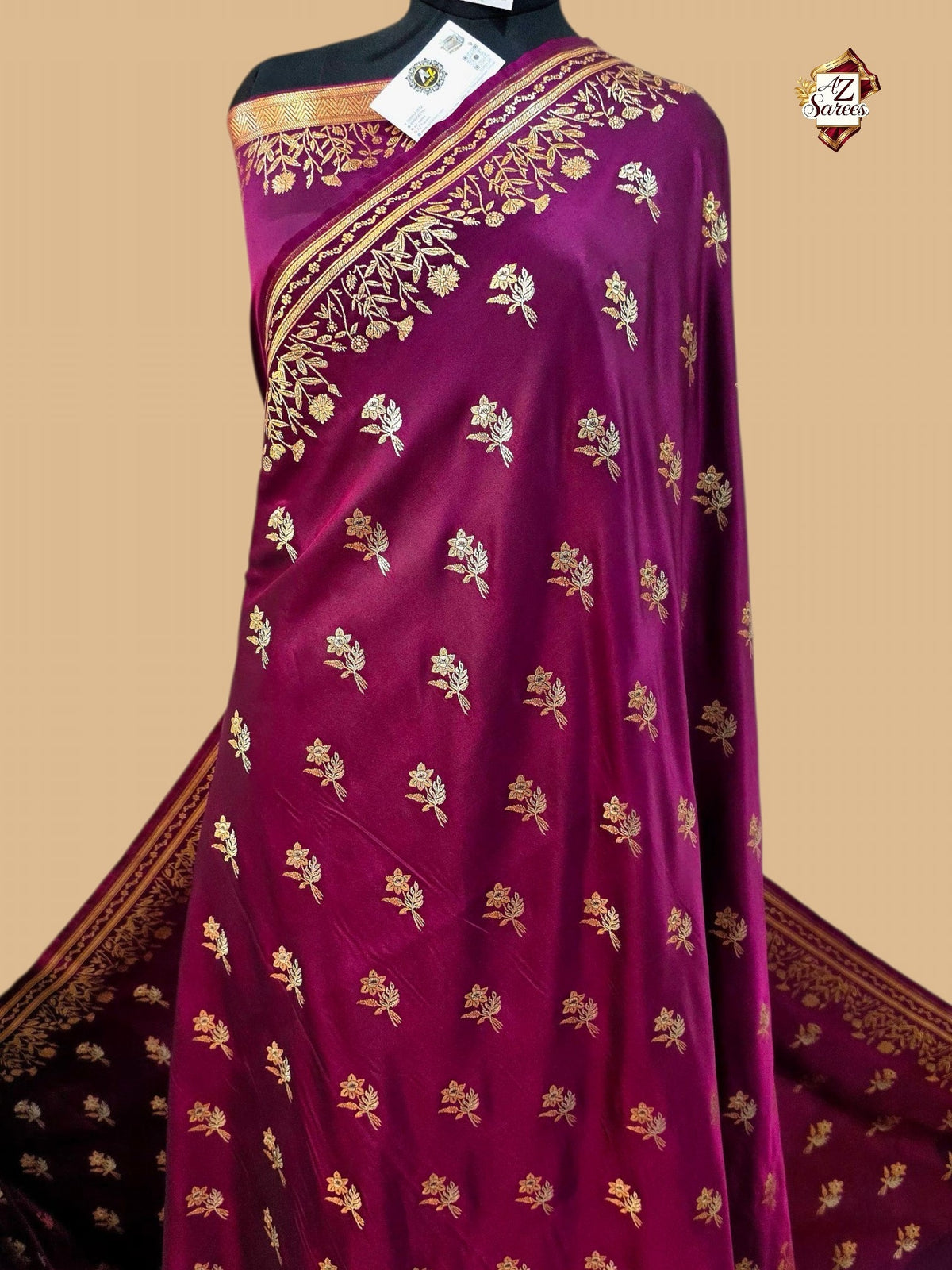 Purple Banarasi mashru silk