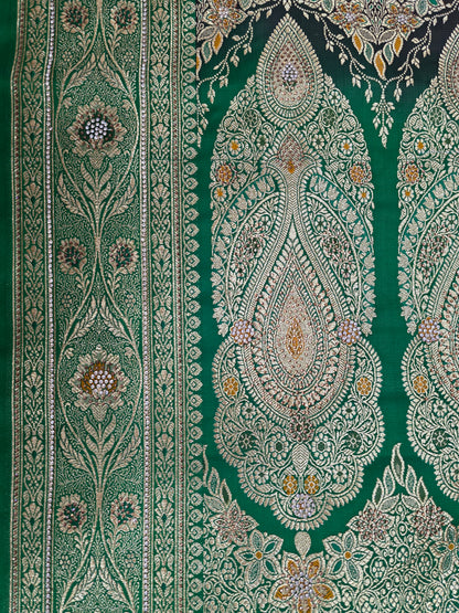 Maroon Zarkan Swarovski Banarasi katan saree